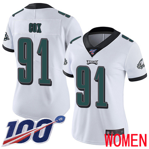 Women Philadelphia Eagles #91 Fletcher Cox White Vapor Untouchable NFL Jersey Limited Player Season